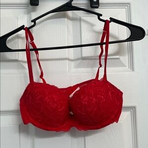 PINK Victoria's Secret Red Lace Balconette Bra